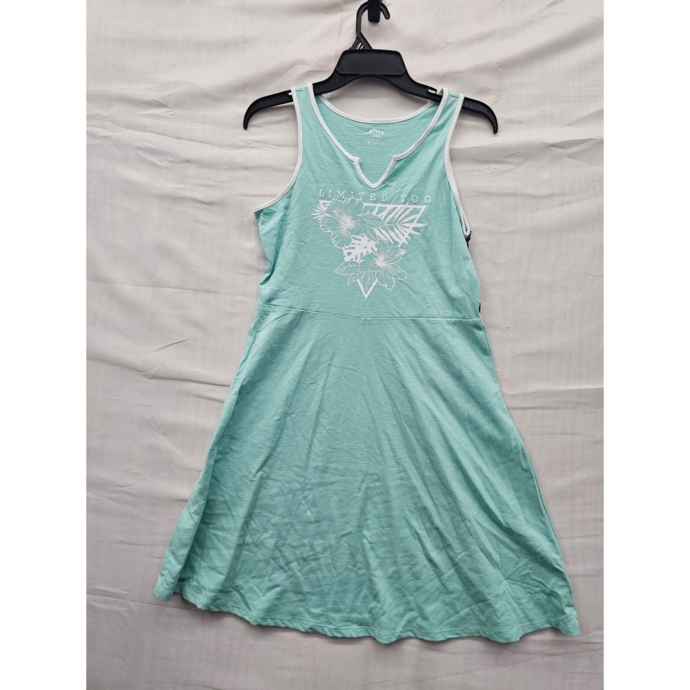 Limited Too Girls Sleeveless Knit Dress Blue Cotton Casual Size XL 16/18